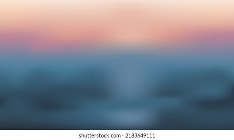 Smooth blur light graphic design with blurs gradient mesh of misty sunset at sea. Vector holographic gradient blue blurred background with modern abstract soft blue color gradient.