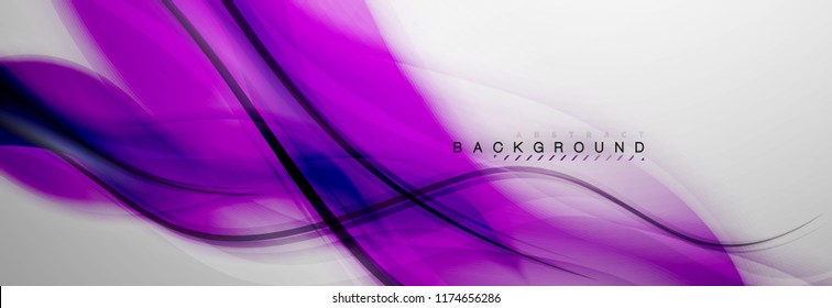 Smooth blur wave background, color flow concept on grey, vector illustration