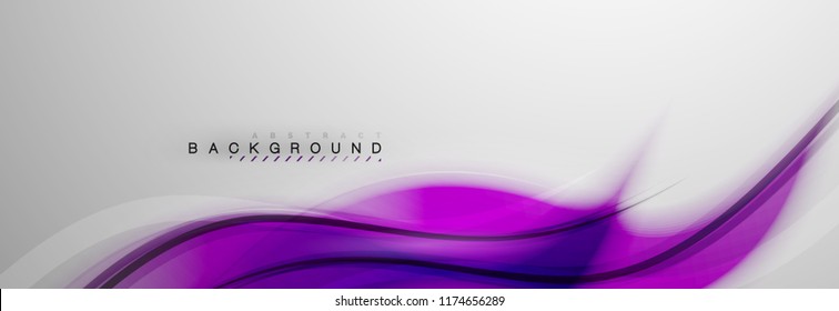 Smooth blur wave background, color flow concept on grey, vector illustration