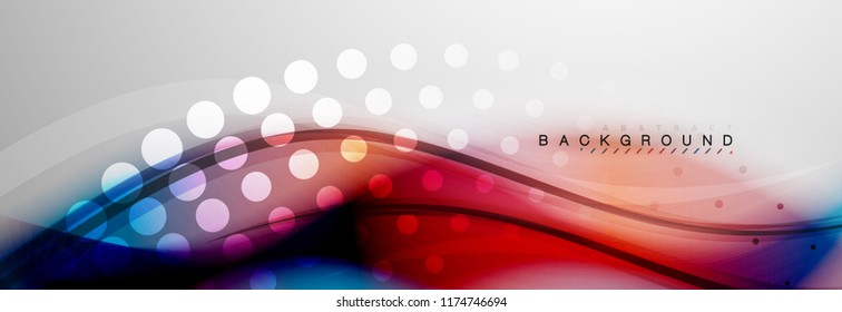 Smooth blur wave background, color flow concept on grey, vector illustration