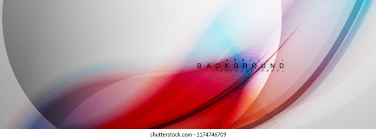 Smooth blur wave background, color flow concept on grey, vector illustration