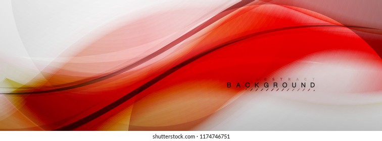 Smooth blur wave background, color flow concept on grey, vector illustration