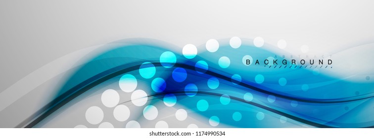 Smooth blur wave background, color flow concept on grey, vector illustration