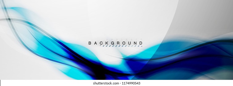 Smooth blur wave background, color flow concept on grey, vector illustration