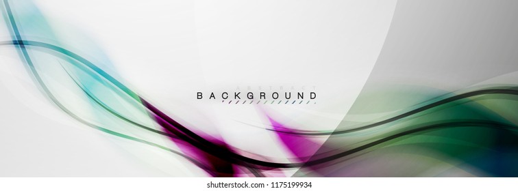 Smooth blur wave background, color flow concept on grey, vector illustration