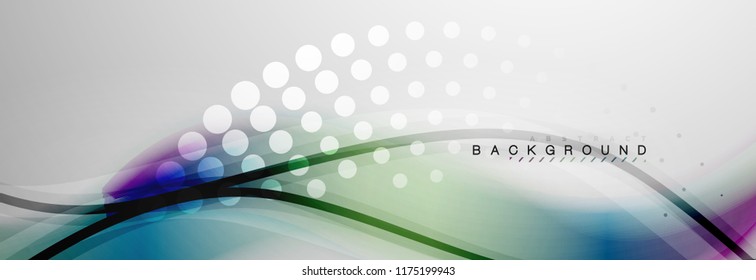 Smooth blur wave background, color flow concept on grey, vector illustration