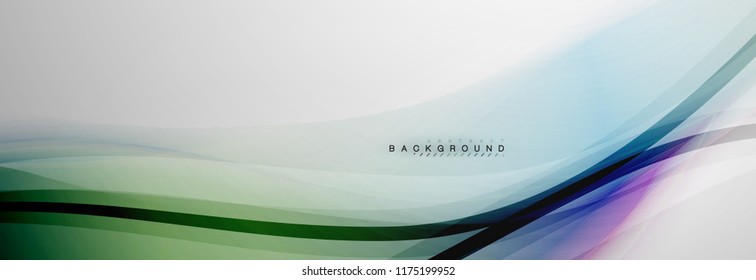 Smooth blur wave background, color flow concept on grey, vector illustration