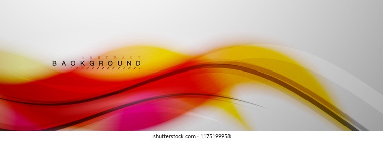 Smooth blur wave background, color flow concept on grey, vector illustration