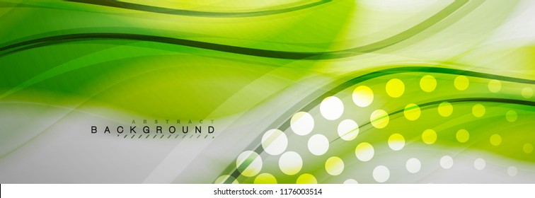 Smooth blur wave background, color flow concept on grey, vector illustration