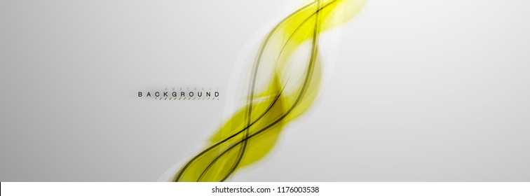 Smooth blur wave background, color flow concept on grey, vector illustration