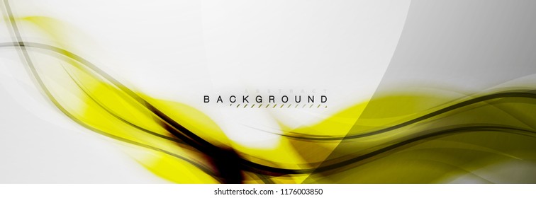 Smooth blur wave background, color flow concept on grey, vector illustration