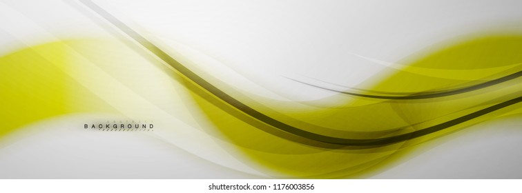 Smooth blur wave background, color flow concept on grey, vector illustration