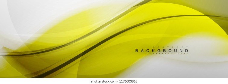 Smooth blur wave background, color flow concept on grey, vector illustration