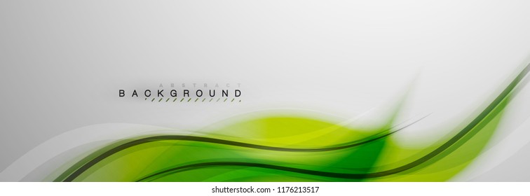 Smooth blur wave background, color flow concept on grey, vector illustration