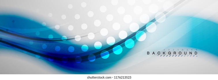 Smooth blur wave background, color flow concept on grey, vector illustration