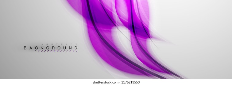 Smooth blur wave background, color flow concept on grey, vector illustration
