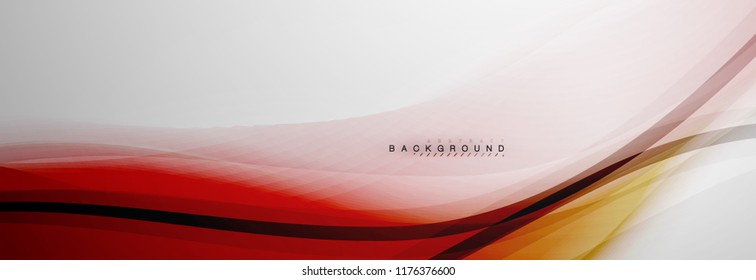 Smooth blur wave background, color flow concept on grey, vector illustration