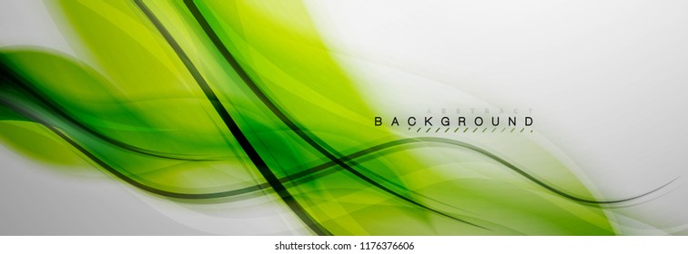 Smooth blur wave background, color flow concept on grey, vector illustration