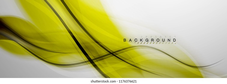 Smooth blur wave background, color flow concept on grey, vector illustration