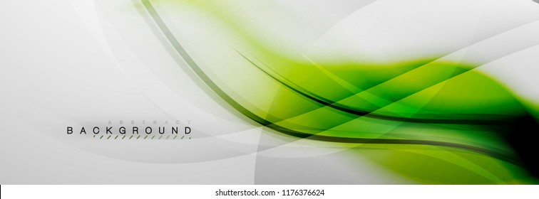Smooth blur wave background, color flow concept on grey, vector illustration