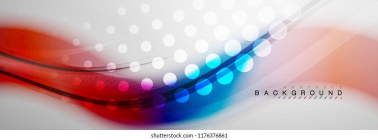 Smooth blur wave background, color flow concept on grey, vector illustration