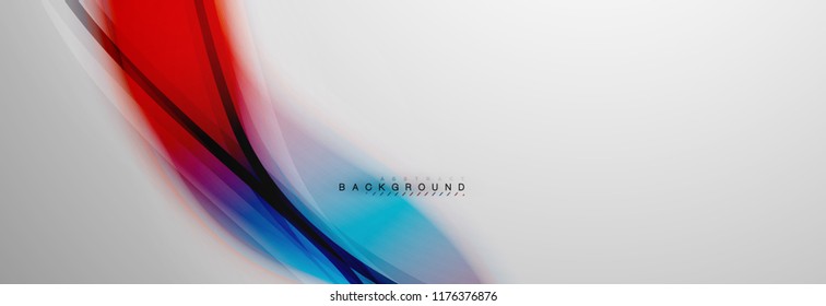 Smooth blur wave background, color flow concept on grey, vector illustration