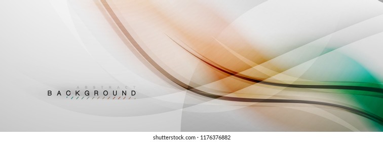 Smooth blur wave background, color flow concept on grey, vector illustration