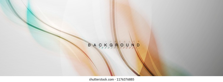 Smooth blur wave background, color flow concept on grey, vector illustration