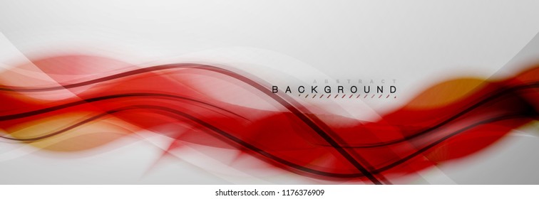 Smooth blur wave background, color flow concept on grey, vector illustration