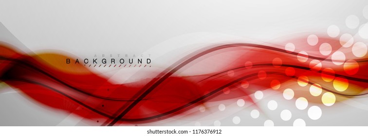 Smooth blur wave background, color flow concept on grey, vector illustration