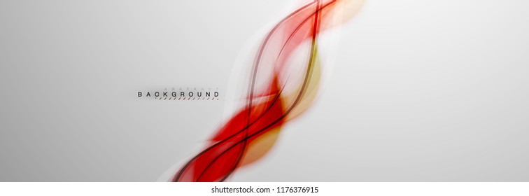 Smooth blur wave background, color flow concept on grey, vector illustration