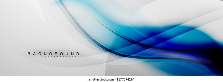 Smooth blur wave background, color flow concept on grey, vector illustration