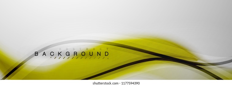 Smooth blur wave background, color flow concept on grey, vector illustration