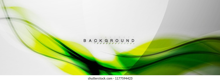 Smooth blur wave background, color flow concept on grey, vector illustration