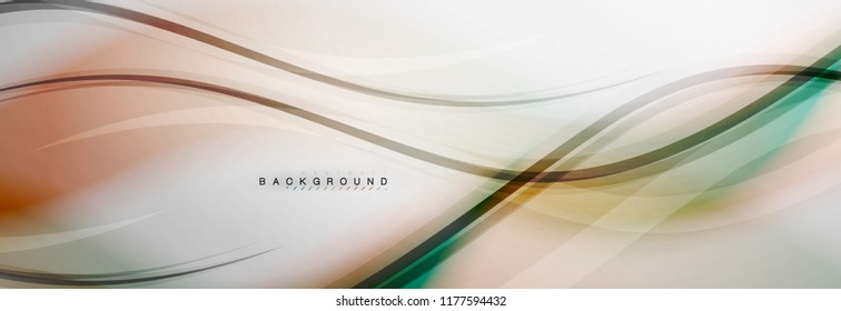 Smooth blur wave background, color flow concept on grey, vector illustration