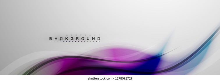 Smooth blur wave background, color flow concept on grey, vector illustration