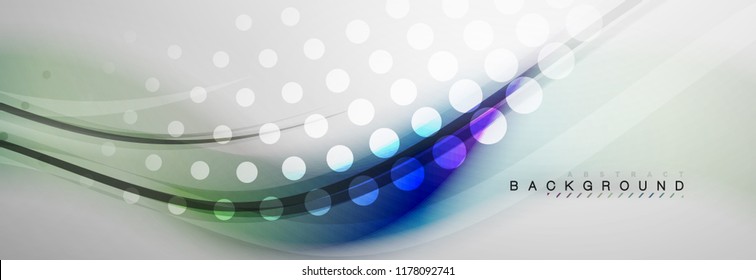Smooth blur wave background, color flow concept on grey, vector illustration