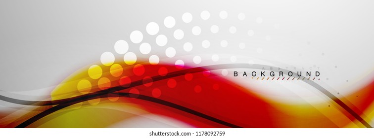 Smooth blur wave background, color flow concept on grey, vector illustration