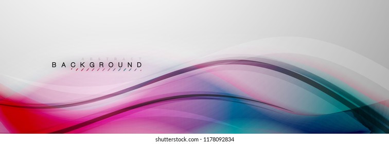 Smooth blur wave background, color flow concept on grey, vector illustration