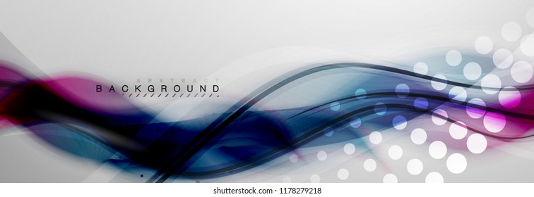 Fondo de la onda borrosa suave, concepto de flujo de color en gris, ilustración vectorial