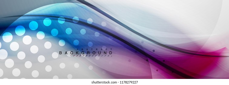 Smooth blur wave background, color flow concept on grey, vector illustration