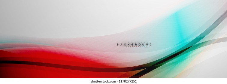 Smooth blur wave background, color flow concept on grey, vector illustration