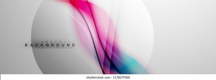 Smooth blur wave background, color flow concept on grey, vector illustration