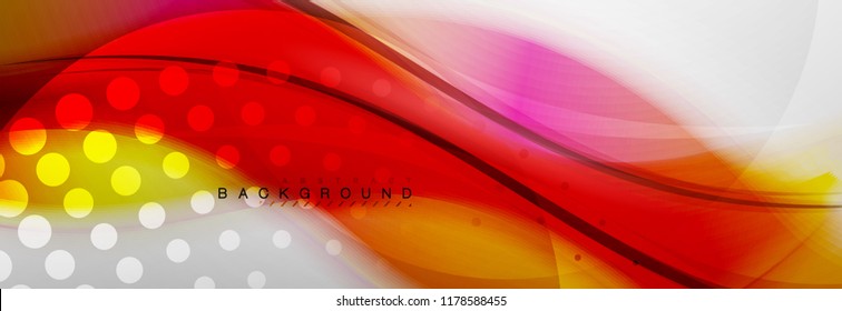 Smooth blur wave background, color flow concept on grey, vector illustration