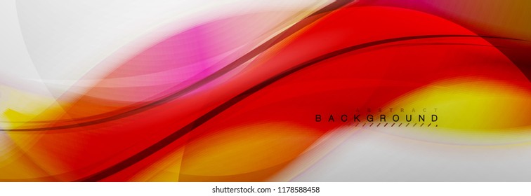 Smooth blur wave background, color flow concept on grey, vector illustration