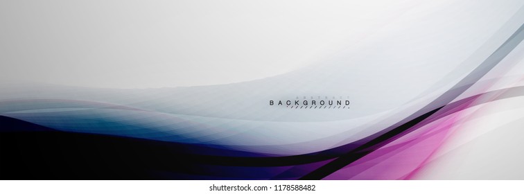 Smooth blur wave background, color flow concept on grey, vector illustration
