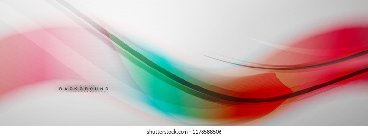 Smooth blur wave background, color flow concept on grey, vector illustration