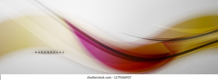 Smooth blur wave background, color flow concept on grey, vector illustration