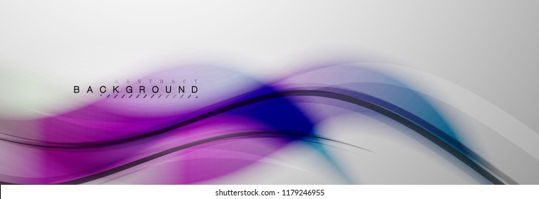 Smooth blur wave background, color flow concept on grey, vector illustration