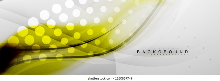 Smooth blur wave background, color flow concept on grey, vector illustration